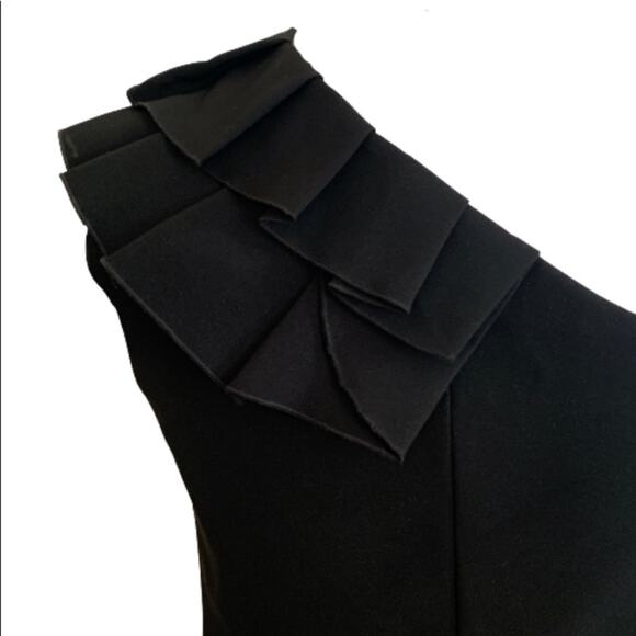 Trina Turk Dress Black One Shoulder Ruffled Neckline Maxi Cocktail Dress Size 2 - Picture 6 of 16